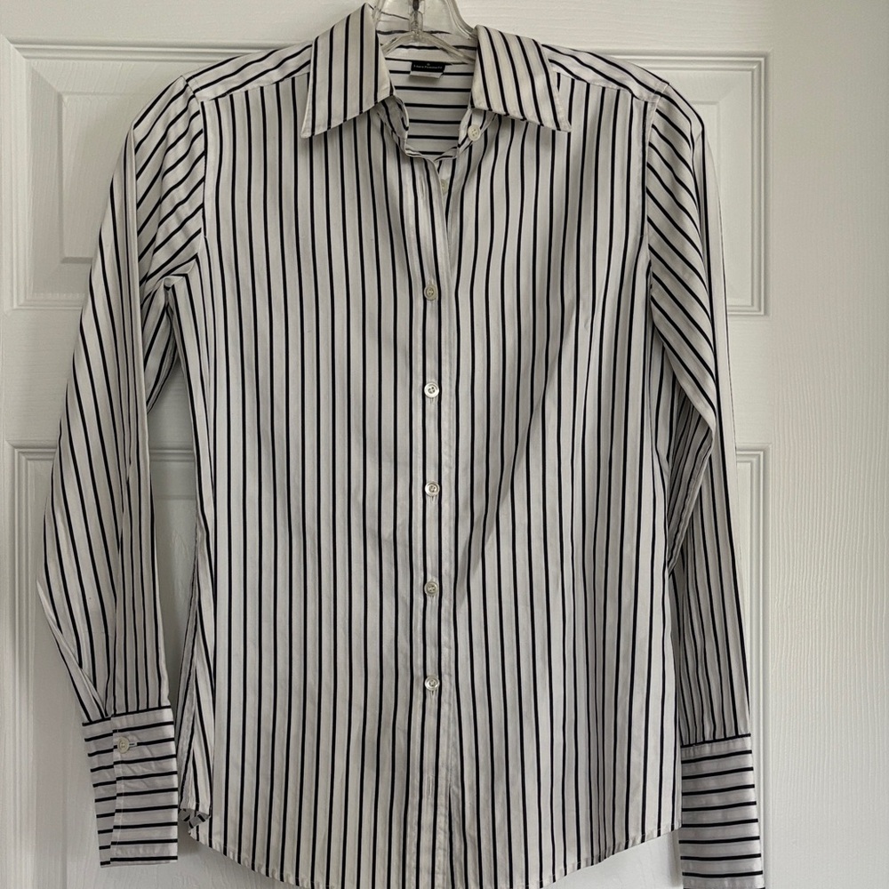 J. Crew Women’s Black and White Striped Dress Shirt